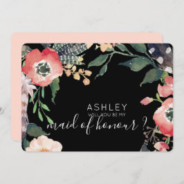 水彩花卉 あなたは私の花嫁の仲間になってくれる？ 名前 招待状