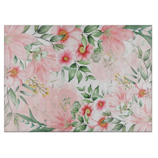 水彩花卉 カッティングボード (正面)