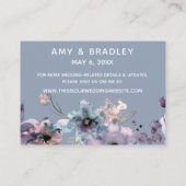 水彩花卉 ダスティーブルー ウェディング 宿泊施設 エンクロージャーカード (裏面)