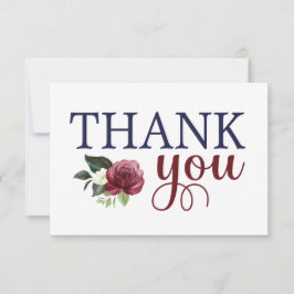 水彩花卉 ネイビー＆マロン 感謝カード