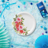 水彩花卉 ペーパープレート (パーティー)