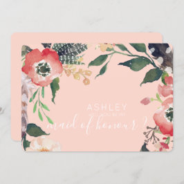 水彩花卉-你愿意成为我的伴娘吗 姓名 招待状