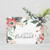水彩花卉-你愿意成为我的伴娘吗 姓名 招待状 (スタンド正面)