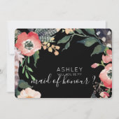 水彩花卉-你愿意成为我的伴娘吗 姓名 招待状 (正面)