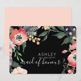 水彩花卉-你愿意成为我的伴娘吗 姓名 招待状