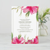 水彩花卉、写真 卒業パーティー 招待状 (スタンド正面)