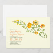 水彩花卉 - 可愛的婚禮請柬花束 招待状 (正面/裏面)