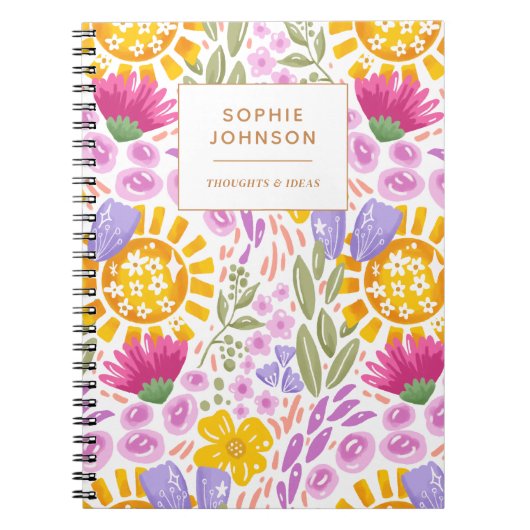 水彩花卉 可爱 个性化 丰富多彩 ノートブック (正面)