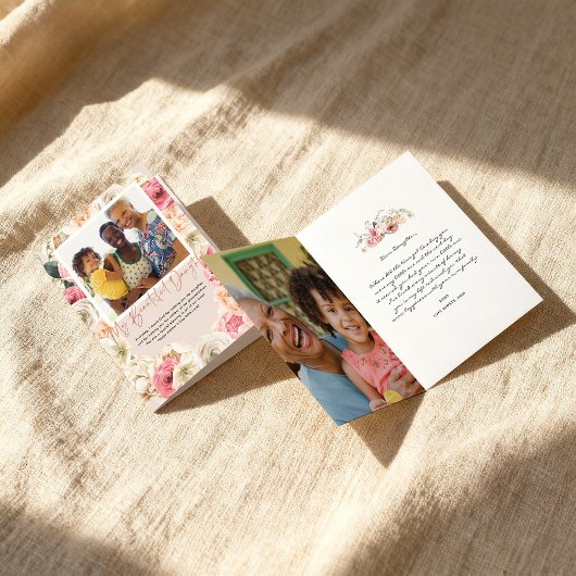 水彩花卉|女儿母亲节照片卡 カード