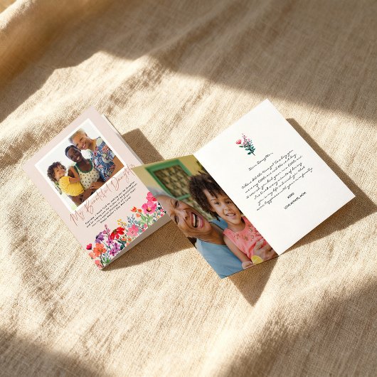 水彩花卉 | 女儿 母亲节 照片 カード