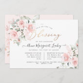 水彩花卉 娇羞玫瑰 祝福 招待状 (正面/裏面)