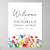 水彩花卉 婚前小聚会欢迎标志 ポスター (正面)