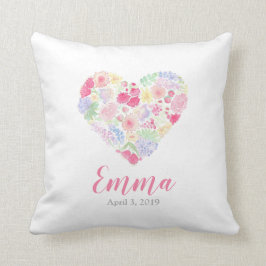 水彩花卉 心 クッション