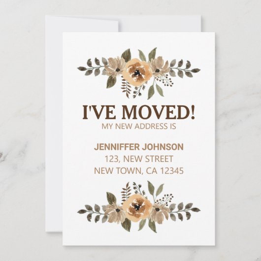 水彩花卉 我已搬家通知卡 案内状 (正面)