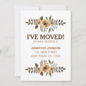 水彩花卉 我已搬家 通知卡 案内状 (正面)