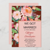 水彩花卉「新婚おめでとう」発表 招待状 (正面/裏面)