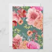 水彩花卉 明るい ホットピンク ブライダルシャワー 招待状 (裏面)