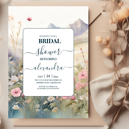 水彩花卉 春季 山脈 婚前小聚 招待状