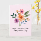 水彩花卉 最佳媽媽 永遠的母親節 カード (黄色い花)