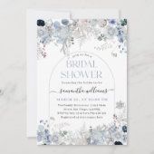 水彩花卉 某物是藍色 婚前小聚会 招待状 (正面)