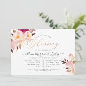 水彩花卉 桃花 牡丹 祝福 招待状 (スタンド正面)