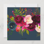 水彩花卉 淡粉色,酒红色+藏蓝色 案内状 (裏面)