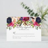 水彩花卉 淡粉色、酒红色+藏蓝色 案内状 (スタンド正面)