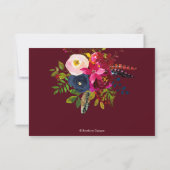 水彩花卉 淡粉色、酒红色+藏蓝色 案内状 (裏面)