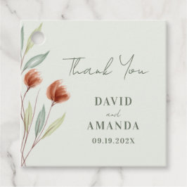 水彩花卉 淡緑色 フェイバータグ