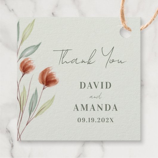 水彩花卉 淡緑色 フェイバータグ (裏面)