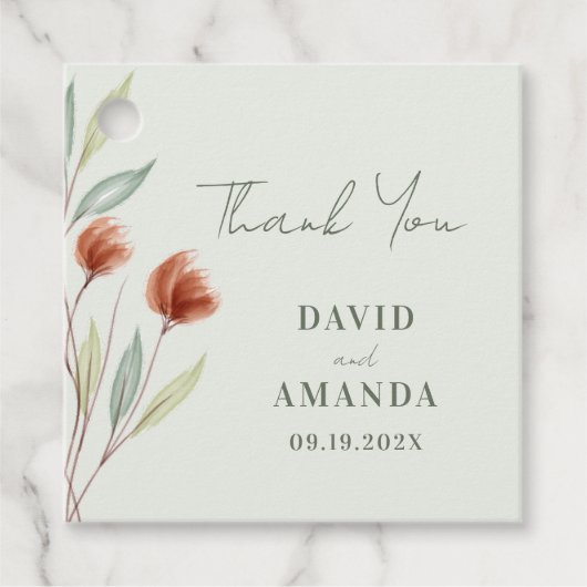 水彩花卉 淡绿色 フェイバータグ (正面)