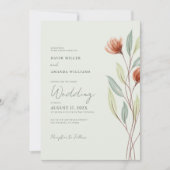 水彩花卉 淡绿色 招待状 (正面)