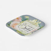 水彩花卉 淡蓝色 婚前派对 ペーパープレート (傾斜あり)