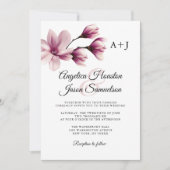 水彩花卉 灰玟玫瑰 陶土色婚礼 招待状 (正面)