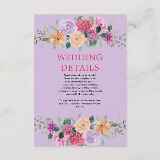 水彩花卉 现代植物婚礼 エンクロージャーカード (正面)