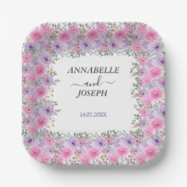 水彩花卉 现代植物婚礼 ペーパープレート