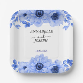 水彩花卉 现代植物婚礼 ペーパープレート