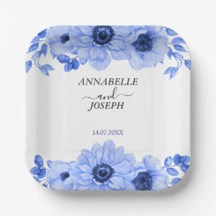 水彩花卉 现代植物婚礼 ペーパープレート