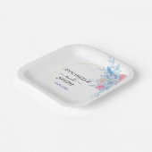 水彩花卉 现代植物婚礼 ペーパープレート (傾斜あり)