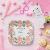 水彩花卉 现代植物婚礼 ペーパープレート (パーティー)