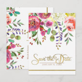 水彩花卉 现代风格 保存日期 案内ポストカード (正面/裏面)