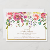 水彩花卉 现代 婚礼 午餐会 招待状 (裏面)