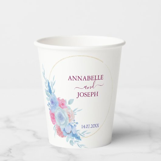 水彩花卉 現代植物婚礼 紙コップ (正面)