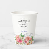 水彩花卉 現代的な植物のウェディング 紙コップ (正面)