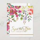水彩花卉 現代風 保存日 案内ポストカード (正面/裏面)