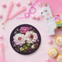 水彩花卉 粉色和紫色花朵