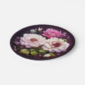 水彩花卉 粉色和紫色花朵 ペーパープレート (アングル)