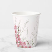 水彩花卉 粉色植物 紙コップ (裏面)