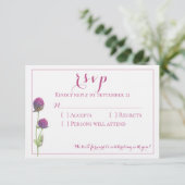 水彩花卉 粉色花朵婚礼 回复 招待状 (スタンド正面)