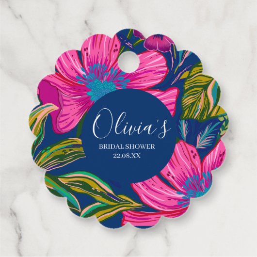 水彩花卉 粉色花朵 婚前小聚会 フェイバータグ (裏面)